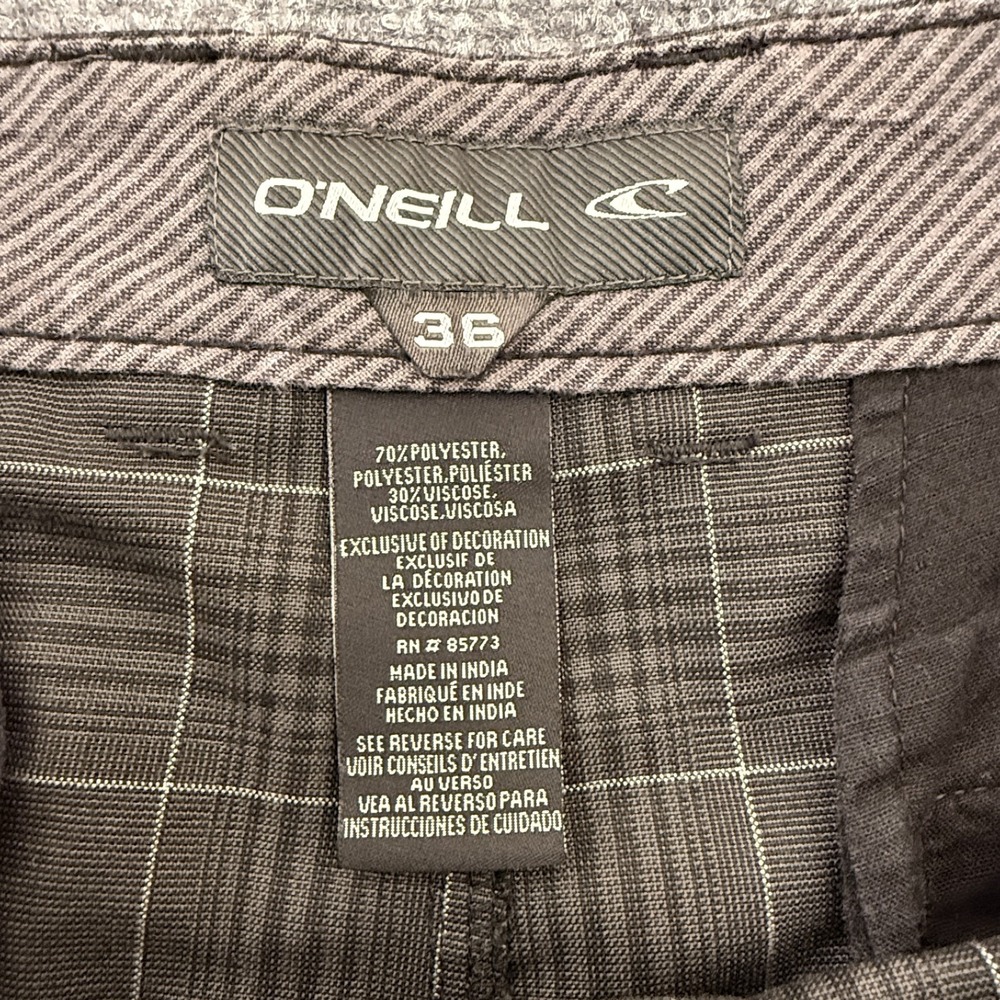 O'Neill Mens Plaid Hybrid Walk Shorts Size 36 Black Golf Casual Flat Front 11" - Picture 4 of 11